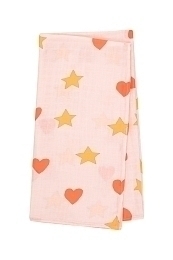 Пеленка розовая с сердечками и звездами от бренда Tinycottons