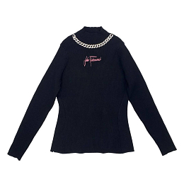 Водолазка черного цвета с цепочкой от бренда JOHN RICHMOND