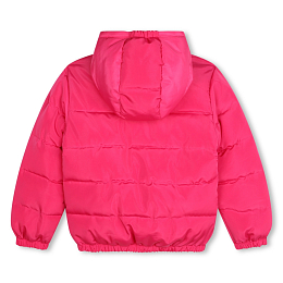 Пуховик цвета фуксия с контрастной подкладкой от бренда HUGO