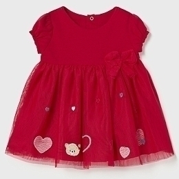 Платье с мишкой и сердечками красное от бренда Mayoral