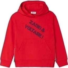 Худи красного цвета с замками по бокам от бренда Zadig & Voltaire