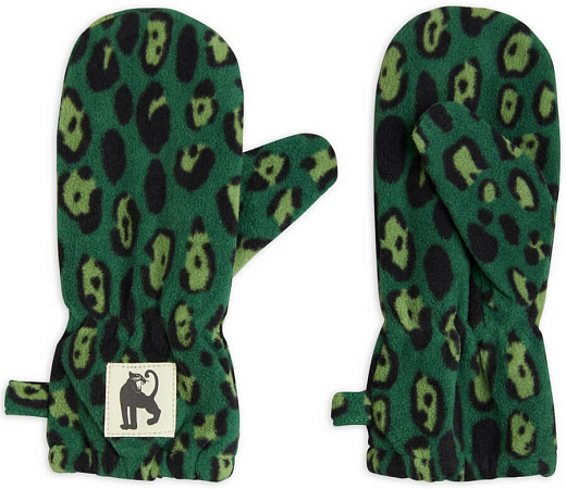 Варежки LEOPARD FLEECE GREEN от бренда Mini Rodini