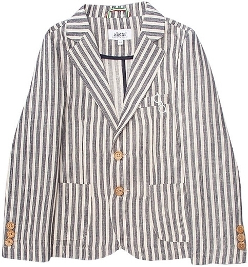 Пиджак в полоску с забавной деталью от бренда Aletta