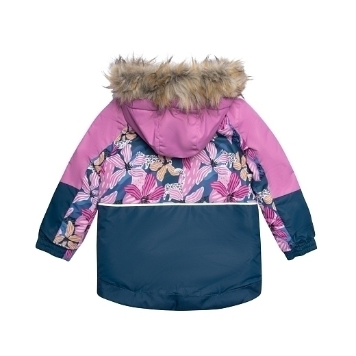 Куртка с цветами, манишка и полукомбинезон розово-синий от бренда Deux par deux
