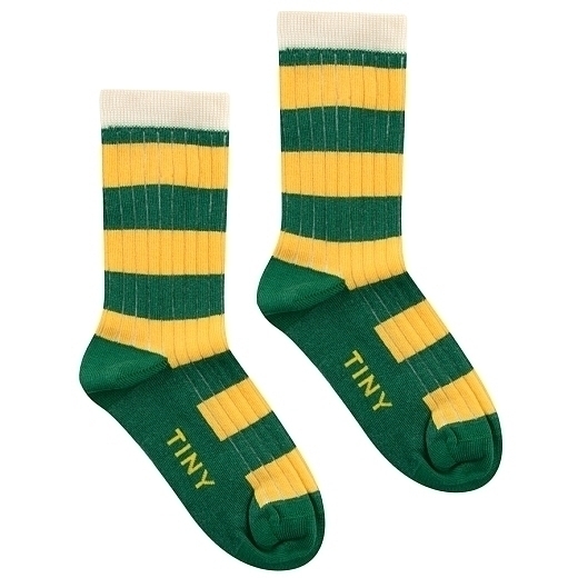 Носки в желто-зеленую полоску от бренда Tinycottons