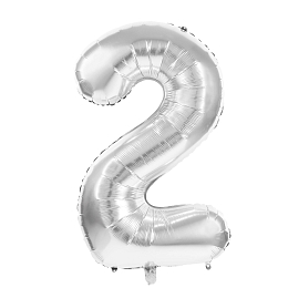 Воздушный шар Цифра 2 серебро 36 см от бренда Tim & Puce Factory