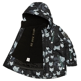 Куртка с принтом волка, манишка и полукомбинезон серого цвета от бренда Deux par deux