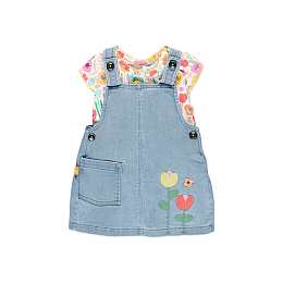 Джинсовый сарафан и футболка Flower от бренда Boboli