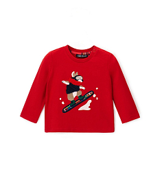 Лонгслив Red со сноубордистом от бренда Original Marines