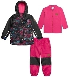 Куртка с принтом и кофта с брюками ярко-розового цвета от бренда Deux par deux