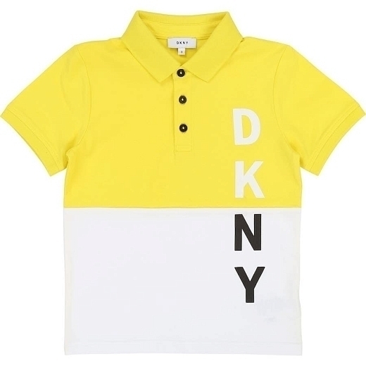 Поло желто-белое от бренда DKNY Желтый