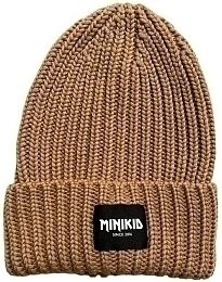 Шапка с надписью бежевого цвета от бренда MINIKID