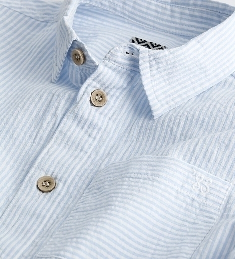 Рубашка классическая с коротким рукавом в мелкую полоску от бренда Original Marines