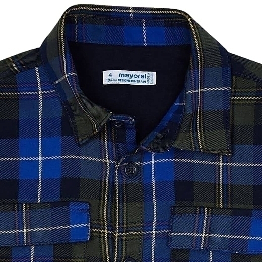 Рубашка в клетку синего цвета от бренда Mayoral
