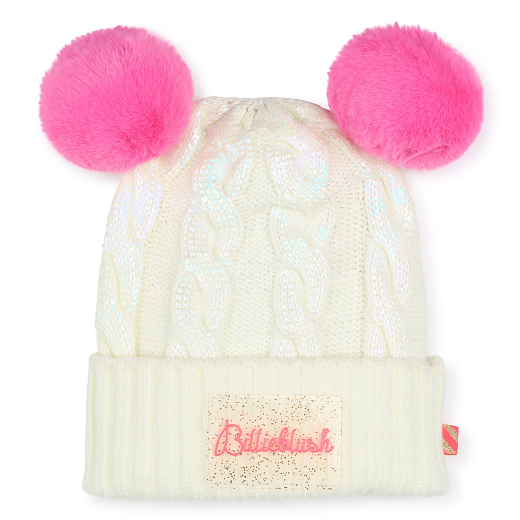 Шапка с розовыми помпонами от бренда Billieblush