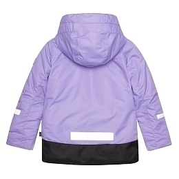 Куртка фиолетового цвета, манишка и полукомбинезон с облаками от бренда Deux par deux