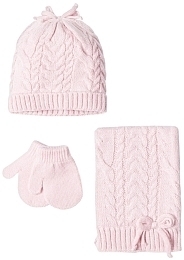 Шапка, шарф, перчатки розового цвета от бренда Mayoral