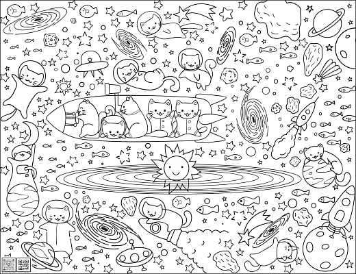Раскраска "Котята в космосе" от бренда ID Wall