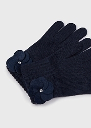 Шапка, шарф и перчатки с цветами темно-синего цвета от бренда Mayoral