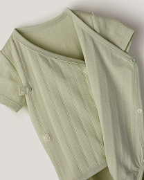 Набор боди кимоно из фактурной ткани в зеленом и розовом цвете от бренда Anna Leon