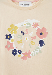 Футболка бежевого цвета с Лого от бренда Trussardi Молочный