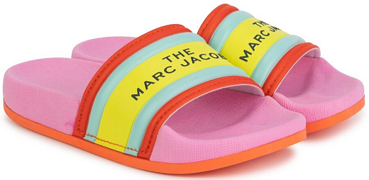 Сланцы розовые с разноцветными полосками от бренда LITTLE MARC JACOBS