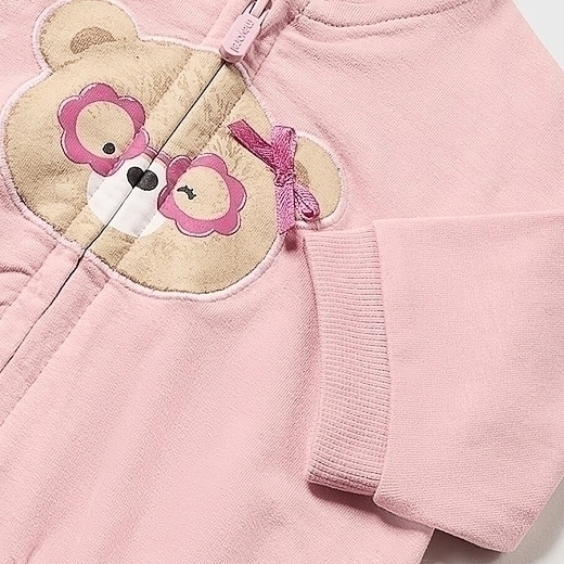 Толстовка, футболка и штаны розового цвета с принтом медвежат от бренда Mayoral