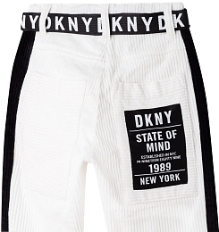 Джинсы белые вельветовые с черными лампасами от бренда DKNY