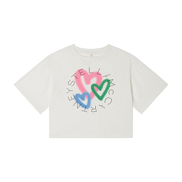 Футболка брендированная с сердечками от бренда Stella McCartney kids Молочный