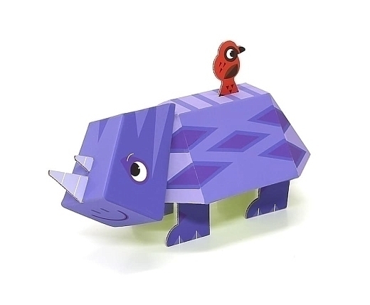 Игрушка из картона Safari - Носорог.  от бренда Kroom