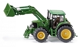 Трактор John Deere с ковшом зеленого цвета от бренда Siku