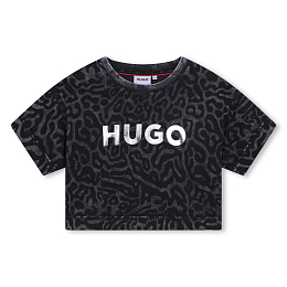 Футболка укороченная Animal-print от бренда HUGO Черный