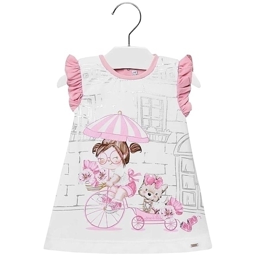 Платье бело-розового цвета с девочкой от бренда Mayoral
