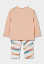 Лонгслив Cats и легинсы в полоску от бренда Boboli