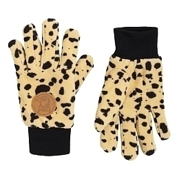 Перчатки флисовые с принтом леопарда от бренда Mini Rodini