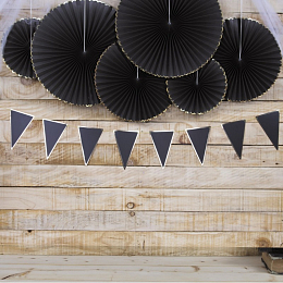 Три декоративных веера Черный и золото от бренда Tim & Puce Factory