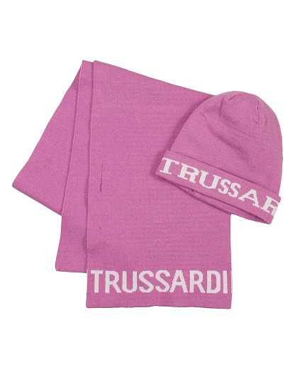 Шапка и шарф розового цвета от бренда Trussardi