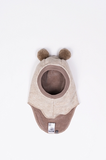 Шапка-шлем Bear pompons бежевый от бренда Peppihat