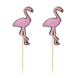 Шпажки Розовый фламинго с золотом 10 шт от бренда Tim & Puce Factory