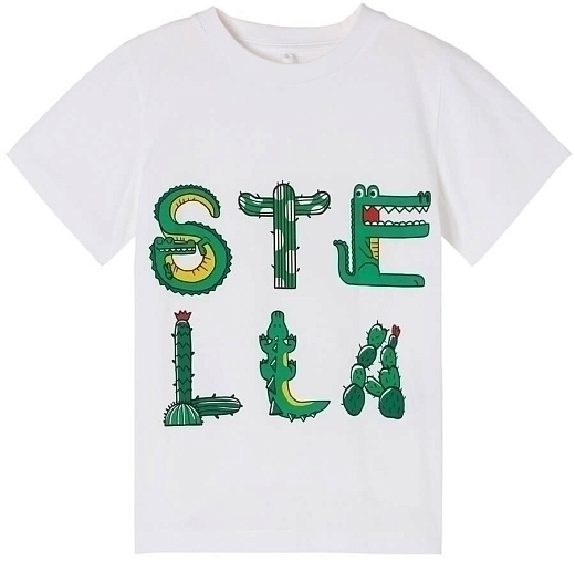 Футболка Crocodile Stella Print от бренда Stella McCartney kids Зеленый Белый