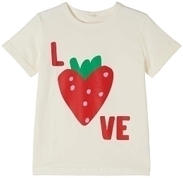 Футболка Love Strawberry Print от бренда Stella McCartney kids Красный Молочный