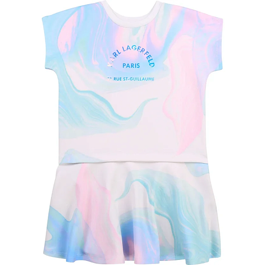 Платье с нежным принтом в стиле Tie Dye от бренда Karl Lagerfeld Kids