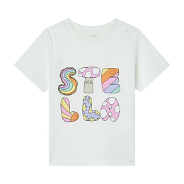 Футболка Milk Woodland Lettering от бренда Stella McCartney kids Молочный