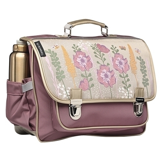 Портфель бежево-розовый с цветами Medium от бренда Caramel et Cie