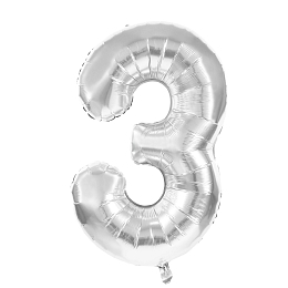 Воздушный шар Цифра 3 серебро 36 см от бренда Tim & Puce Factory