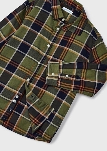 Рубашка цвета хаки в клетку от бренда Mayoral