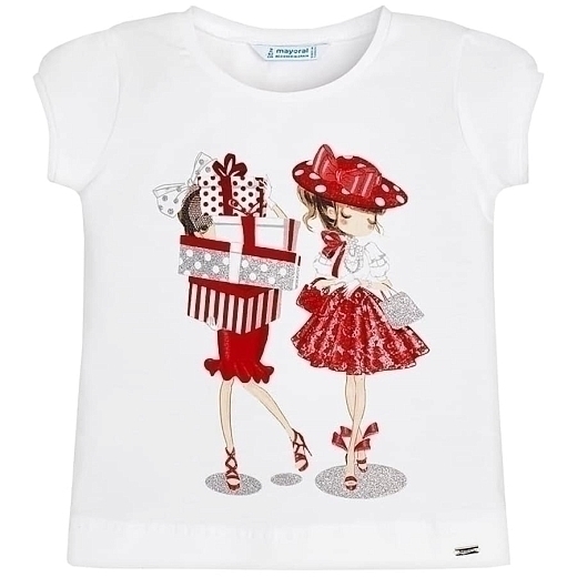 Летняя футболка с девочками от бренда Mayoral Белый