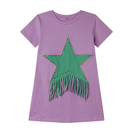 Платье-футболка Fringed Star от бренда Stella McCartney kids