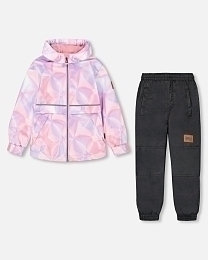 Куртка и штаны розово-черного цвета от бренда Deux par deux