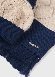 Шапка и шарф сине-бежевого цвета от бренда Abel and Lula